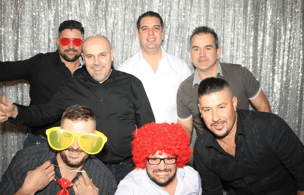 Men Group Photo Silver Backdrop - Oakville photo booth-min