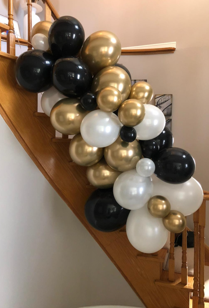 White, Golden, & Black Balloon - Stoney Creek Balloon decor