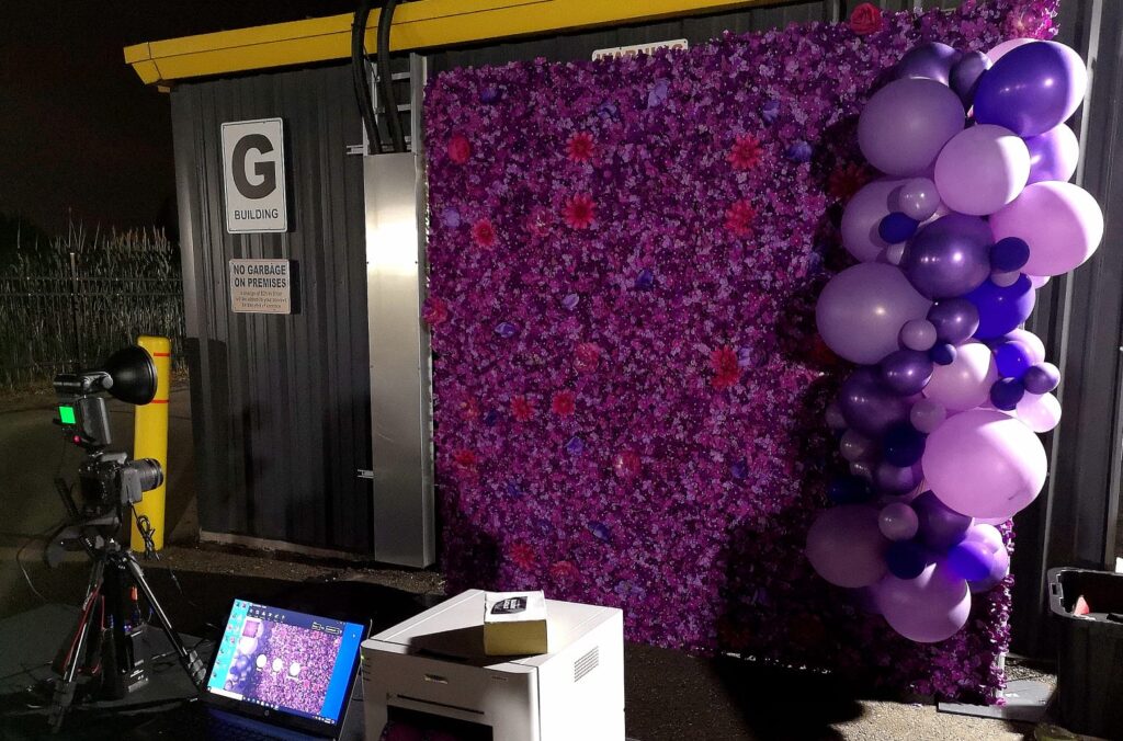 balloon pillars with photo booth in Brampton